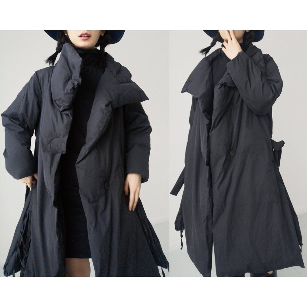 Ann Demeulemeester black deconstructed puffy duvet oversize coat maxi UNISEX